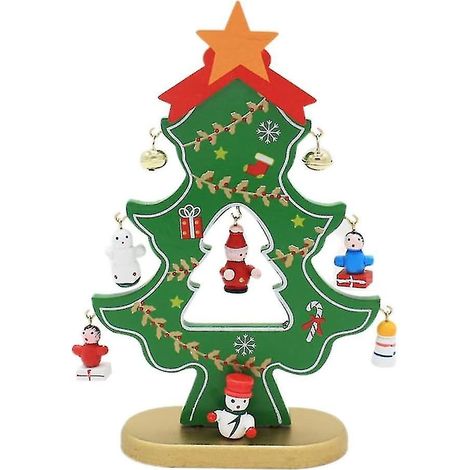 Décoration de Noël : Sapin de Noël en bois, décoration pour la maison ou le bureau (vert, 1 pièce) (1/5)