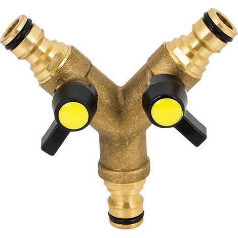 Válvula de bola para tubería de 1/2" con conexión de latón en forma de Y y conector de interruptor de 2 vías. (1/4)