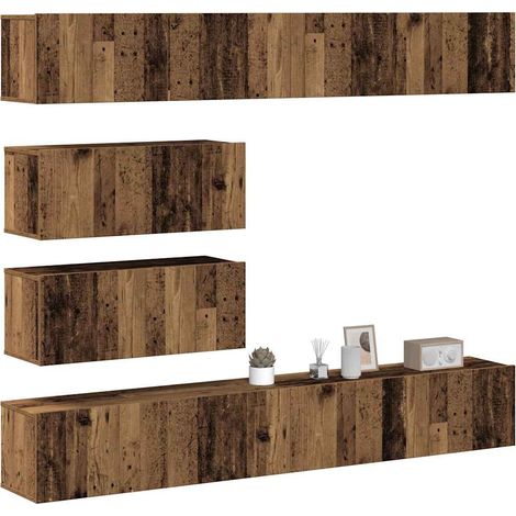 Ensemble de meuble TV mural 6 pcs-Banc TV-Meuble Télé vieux bois bois d'ingénierie 103797 (1/5)