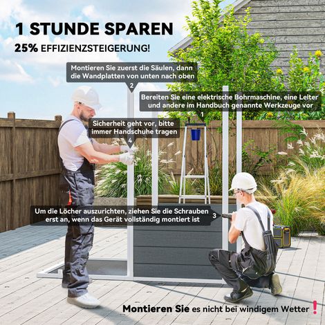 Abri jardin résine gris avec plancher, fenêtre, porte sécurisée, résistant aux UV et intempéries (1/4)
