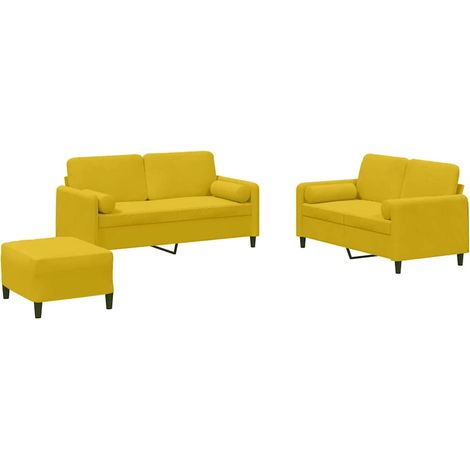 Maison Exclusive - Set di Divani 3 pz con Cuscini Giallo in Velluto