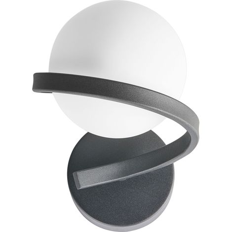 Lampada da parete moderna Forma rotonda Paralume in vetro Base in metallo Nero Colagne