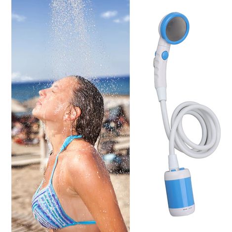Douche électrique portable pour le camping, avec interrupteur à trois vitesses, douche électrique pour le bain des animaux de compagnie, bleu ciel. (1/5)