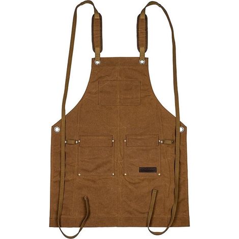 Tablier de travail en toile TuseRxln en chameau - Tablier réglable avec poches pour le travail du bois et le jardinage (1/5)