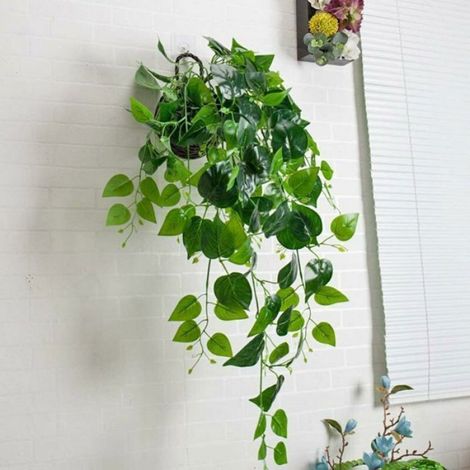 Plante Artificielle - Suspension Murale - Pour Intérieur Extérieur Jardin Bureau - Lot de 2 (1/4)