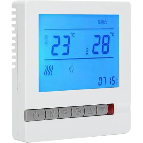 Thermostat chauffage au sol filaire 220V, régulateur de température mural avec écran LCD, panneau de contrôle précis pour plancher chauffant électrique. (1/5)