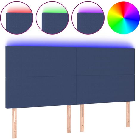 Maison Exclusive - Testiera a LED blu 200x5x118/128cm in Tessuto