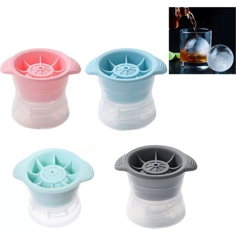 Lot de 4 moules à glaçons ronds de 2,36 pouces, en silicone, pour whisky, quatre couleurs