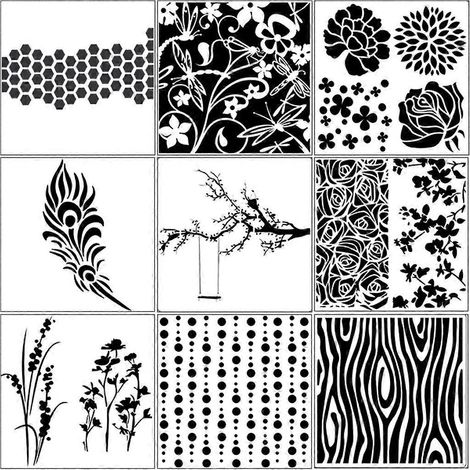9 pièces Pochoirs Arbre pour Aérographe DIY, Réutilisables Artisanat Album (1/4)