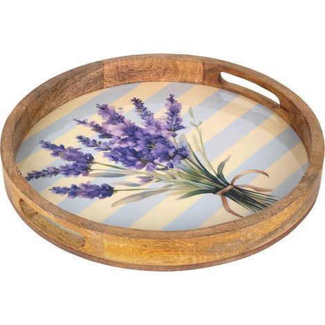 Vassoio Lavanda in Legno e Resina - Decorazione Floreale e Stile Provenzale