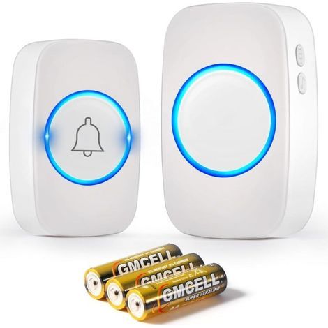 Wireless outdoor doorbell, waterproof, 300m range – IP44 – 60 melodies – 5 adjustable volume levels – Drill-free installation (1/5)