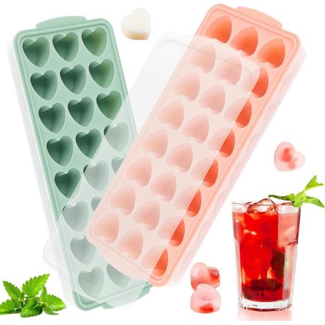 Molde Para Cubitos De Hielo - Silicona Resistente Al Calor - Forma De Corazón - 24 Unidades Por Molde - 2 Piezas (1/5)