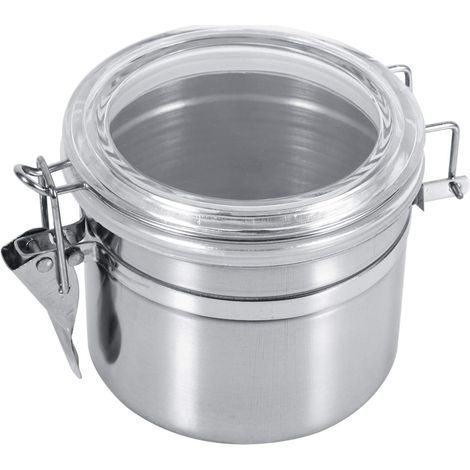 Set di 4 contenitori per alimenti in acciaio inox – per zucchero, tè, chicchi di caffè – con coperchi ermetici – taglia L