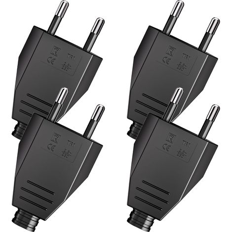 4 Pièces Fiche Européenne Plate, Prise Electrique Male 250V 2.5A, Fiche Euro Schuko Fiche D'alimentation Domestique Décorative à Encastrer ou à Remplacer (Noir) (1/5)