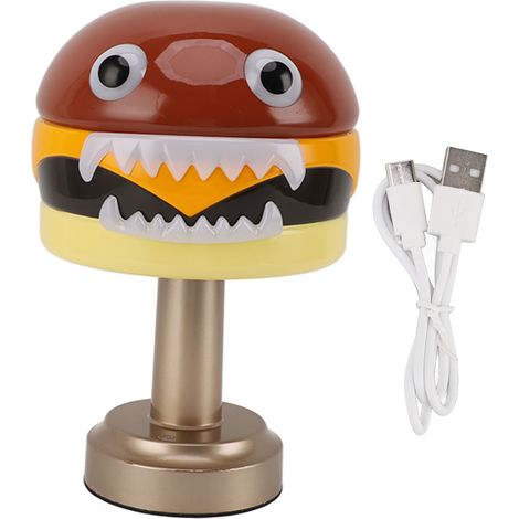 Ortviai Lampe de bureau en forme de hamburger – LED rechargeable USB-C, 3 températures de lumière, batterie 2000 mAh (1/5)