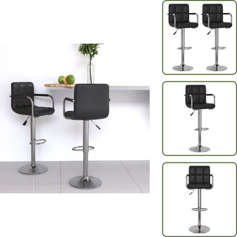 Tabourets de bar lot de 2 noir similicuir - Tabouret De Bar - Chaise De Comptoir - Tabourets De Bar - Meubles De Cuisine - Mobilier Moderne (1/5)