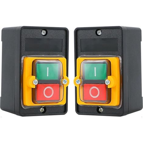 2 pcs Commutateur à Bouton Poussoir, AC220V / 380V 10A Interrupteur à Bouton de Commande de Puissance étanche Monophasé/Triphasé, Bouton de Commande Marche/Arrêt Avec Coquillage, Interrupteur Machine (1/5)