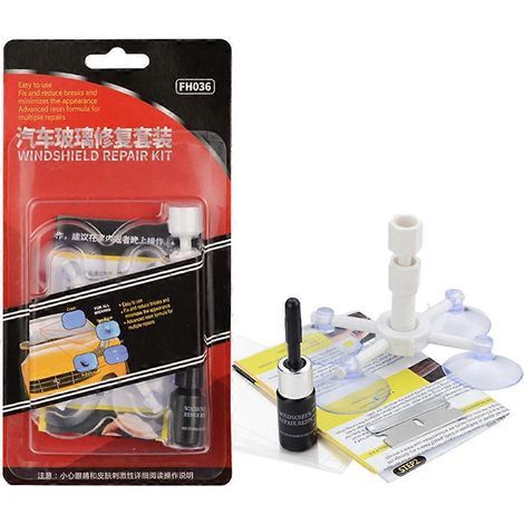 Kit de réparation de pare-brise auto (1 pièce) - Kit d'outils pour réparer soi-même les fissures combinées et les fissures en demi-lune (couleur aléatoire)-10.00X7.80X7.00CM-White (1/4)