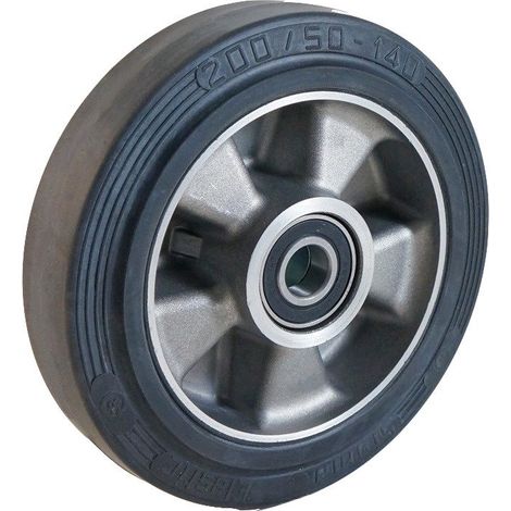 Roue caoutchouc EASYROLL® NOIR, 125 x 50 alésage 25 longueur de moyeu 60 mm roulement à billes