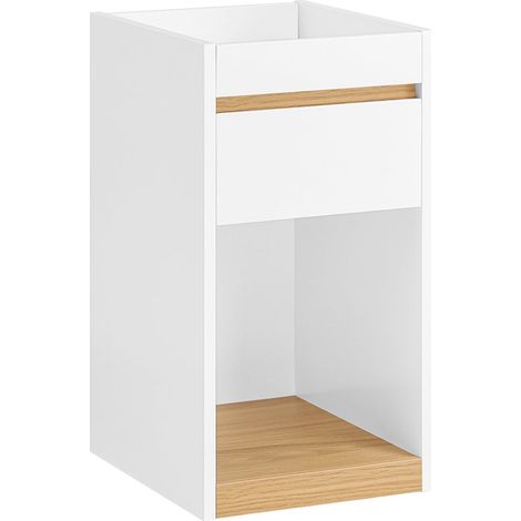 SoBuy Tavolino laterale Comodino con cassetto Bianco-Naturale 30x35x55cm FBT137-W (1/5)