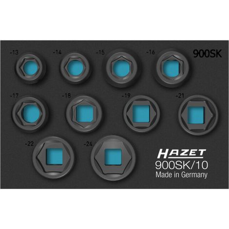 HAZET JEU DE DOUILLES À PERCUSSION ET TOURNEVIS MACHINE 900SK/10 &8729, CARRÉ 12,5 MM (1/2'') &8729, PROFIL DE TRACTION HEXAGON (1/5)