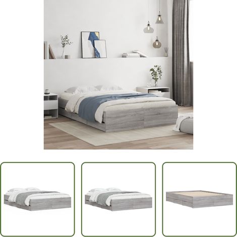 Cadre de lit - Cadre de lit avec tiroirs sans matelas sonoma gris 120x190 cm (1/5)