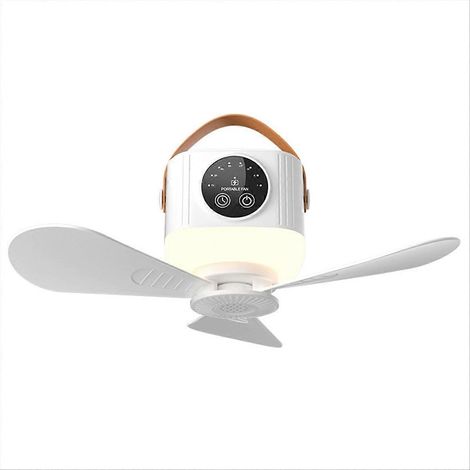 Ventilateur de plafond rechargeable USB avec veilleuse intégrée - Grande capacité de ventilation, batterie amovible, 3600 mAh, idéal pour la maison et l'extérieur (1/5)