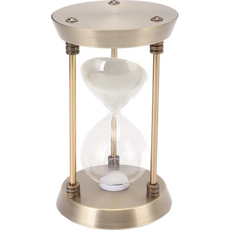 Sablier décoratif vintage en métal brillant, avec sablier remplaçable, finition bronze, 15 min (1/5)