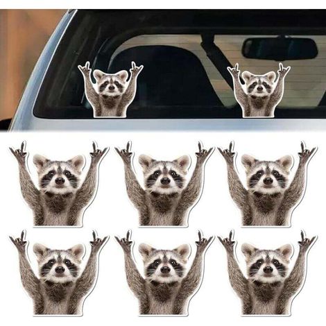 Autocollant Voiture, 6 Pcs Petit Raton Laveur Stickers Voiture, Sticker Voiture Exterieur Raton Laveur Autocollant Voiture Humour, Deco Voiture Autocollant Pour Voiture, Pour Voitures (1/4)