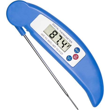Thermomètre de Cuisine, LCD Thermomètre Cuisson Électronique à Lecture Instantanée avec Sonde, pour la Cuisson dans, Bleu (1/5)
