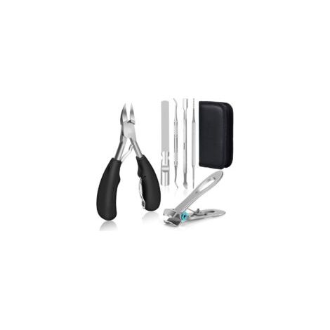 Coupe-griffes et coupe-ongles pour chat,Professionnel Coupe Ongle, Pince Coupe Ongle Pied Pour Ongle Épais Incarné,Coupe Ongle Ncarnés ou Ciseaux Ongles,6Pcs Kit Manucure Pedicure,Noir