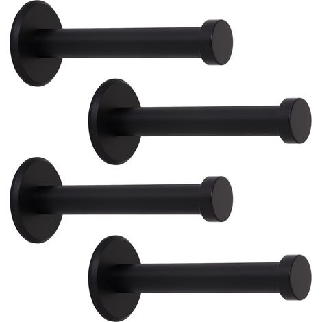 SOTECH Garderobenhaken TALEA (Ø 10 / 15 mm) Edelstahl massiv inkl. Befestigungsmaterial, schwarz eloxiert (Länge 70 mm, Gesamtlänge 73 mm), 4 x Wandhaken