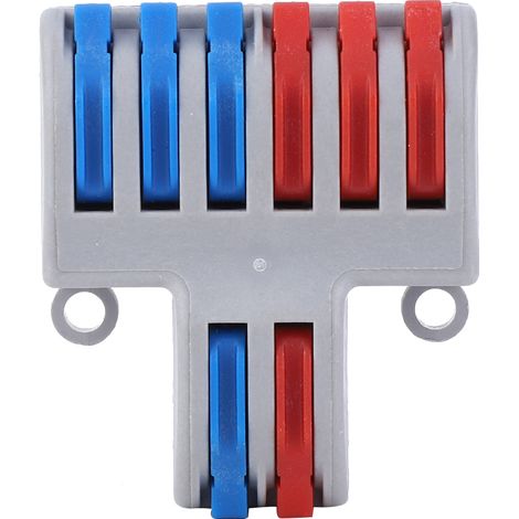 Connecteur électrique à levier ressort 5 pièces, 2 entrées 6 sorties, bornier réutilisable pour câbles et fils (1/5)
