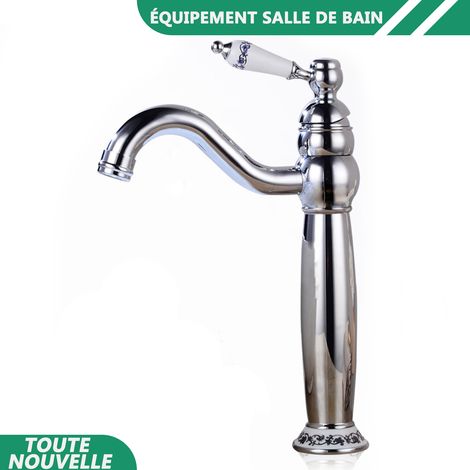 WAOBDLA 3/8 '' robinet de poignée à levier unique de salle de bain avec 2 robinet d'évier de montage de pont de tuyaux d'eau (1/5)