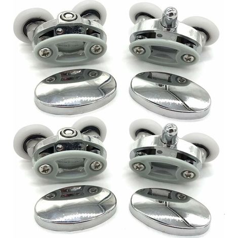 CYRILL – Set di 4 rotelle per porta doccia – Due ruote – Ovali – A forma di farfalla (23 mm) (1/4)