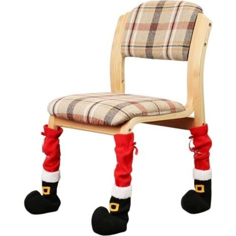 Weihnachtliche Stuhlbeinüberzüge, Weihnachtsmann-Stiefel-Design, festliche Tischbeindekorationen, 4er-Set (1/5)