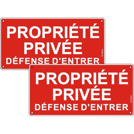 Panneau Propriété Privée Aluminium Réfléchissant 15×30 cm, 2 Pièces Panneau Propriété Privée Défense D'entrer Metal, Résistant aux UV, Imperméable, Avec Trous Percés (1/5)