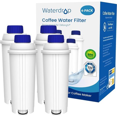 Waterdrop Filtres à Café, Remplacement pour Filtre à Eau De'Longhi® DLSC002, Compatible avec les Machines à café et Expresso De'Longhi® Magnifica® S, Eletta® Explorer, Dinamica® et la Série ECAM (4)
