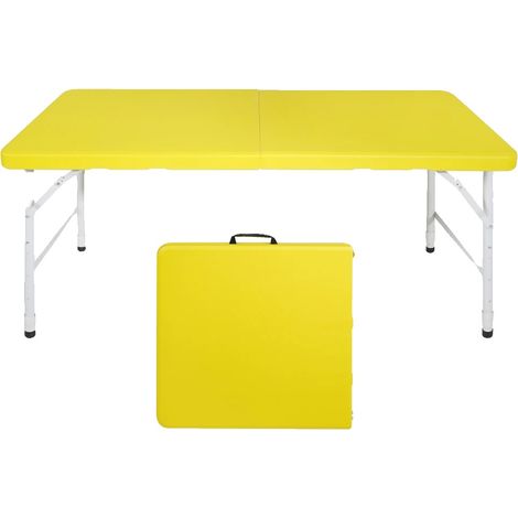 Table pliante, hauteur réglable, design robuste, Jaune (1/2)