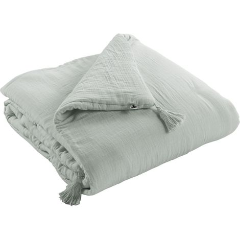 Bout de Lit 90 x 200 cm en Gaze de Coton Unie – Gaïa Eucalyptus