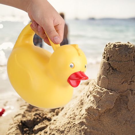Arrosoir d'extérieur pour enfants en plastique, 1200 ml, motif animal de dessin animé, canard jaune, jouet de plage et de jardinage (1/5)