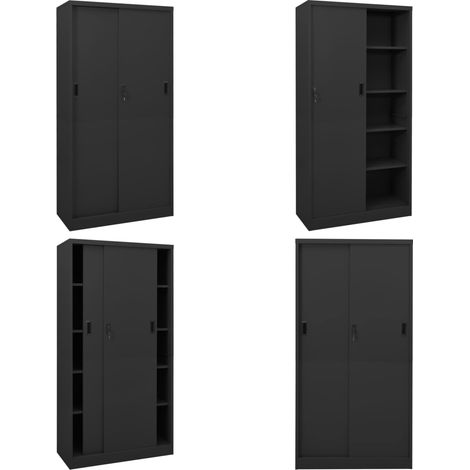 Armoire de bureau et porte coulissante Anthracite 90x40x180 cm - Armoire De Bureau - Meuble De Rangement - Classeur - Armoire Métallique - Armoire Anthracite - Home & Living