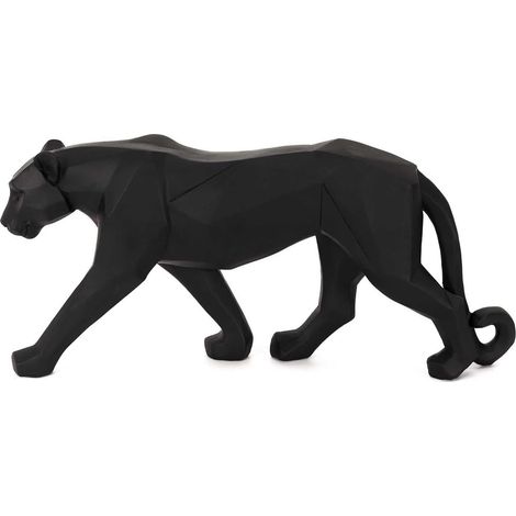 Statue Panthère Origami Noir, Objet Décoratif Moderne, Design Épuré, Idéal pour Salon ou Bureau, Dimensions 40 cm, Couleur Noir