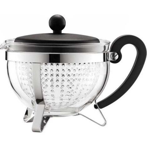 Théiere - Bodum - Chambord - 1 L - Verre - Acier inoxydable - Gris