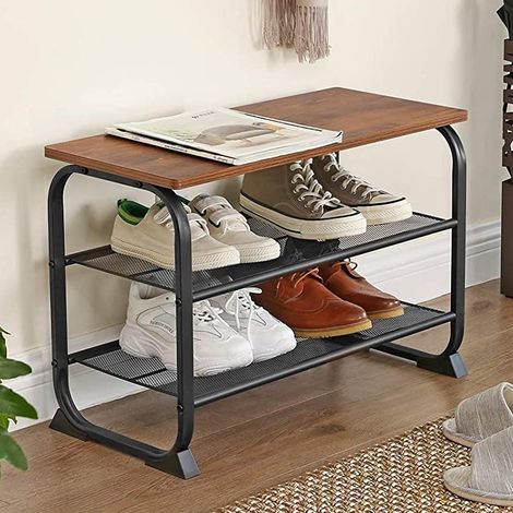 Etagère à chaussures Elliot 2 tablettes - brun/noir (1/5)