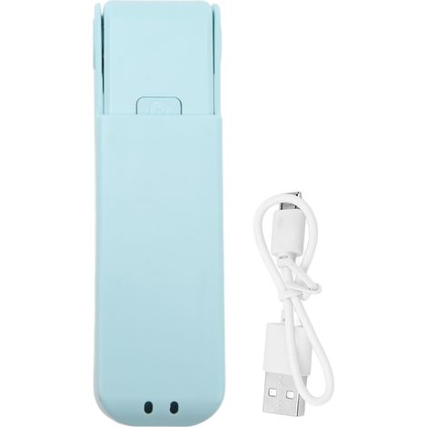 Ventilateur de Poche Rechargeable USB - Ventilateur Portable 3 Vitesses avec Lames en Silicone - Ventilateur de Voyage Pliable pour Extérieur Bleu Ciel