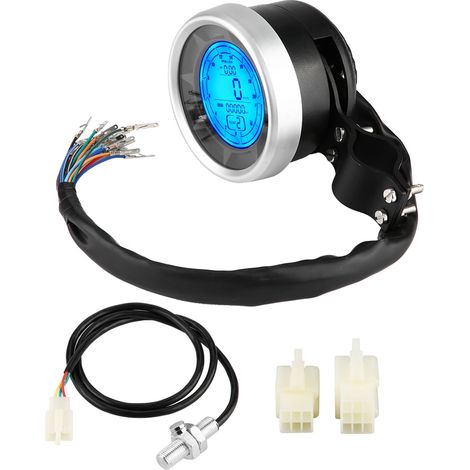 Compteur LCD multifonction moto Tachymètre Vitesse Odomètre Alerte excès de vitesse