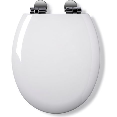Croydex Fraser Flexi-Fix Wooden Toilet Seat Soft Close & Quick Release Smooth Gloss White (1/5)