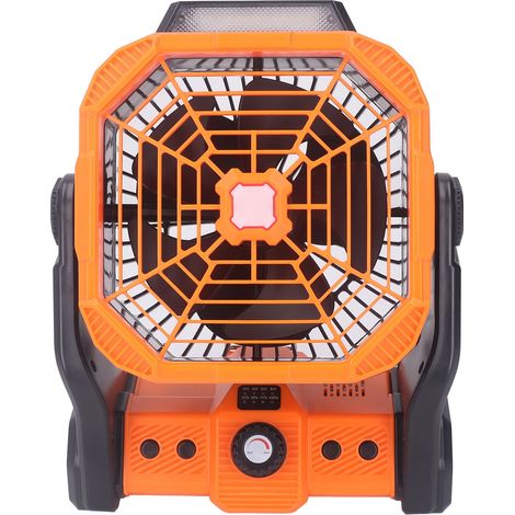 Ventilateur de camping rechargeable 20000mAh avec lampe LED crochet USB pivotant 120° réglage continu vitesse pour tente (1/5)