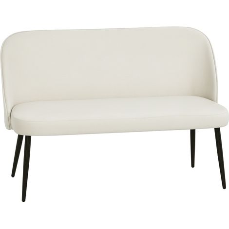 Sofá de 2 plazas moderno beige con estructura de metal y madera, efecto terciopelo (1/5)